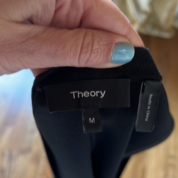 Theory black knit & spandex stretchy belted vest or top ! sz medium EUC - Picture 2 of 7